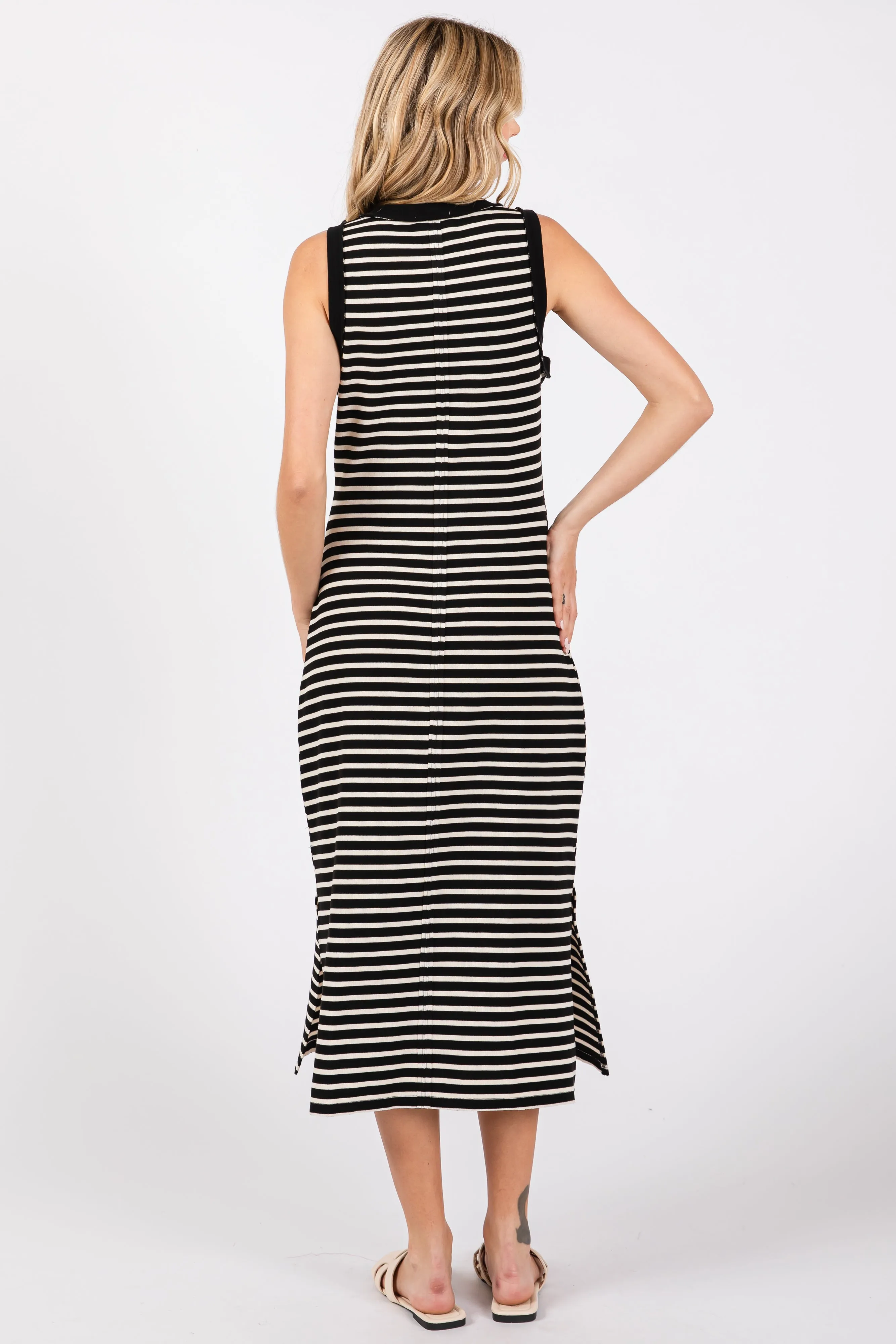 Black Striped Sleeveless Midi Dress sold by Pinkblush product image thumbnail 3