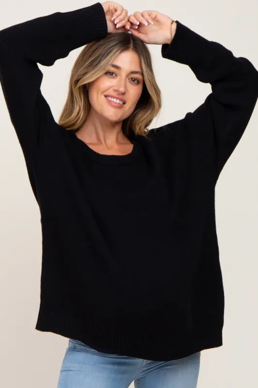 Black Ribbed Trim Maternity Sweater sold by Pinkblush