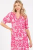 Fuchsia Floral V-Neck Tiered Midi Dress sold by Pinkblush