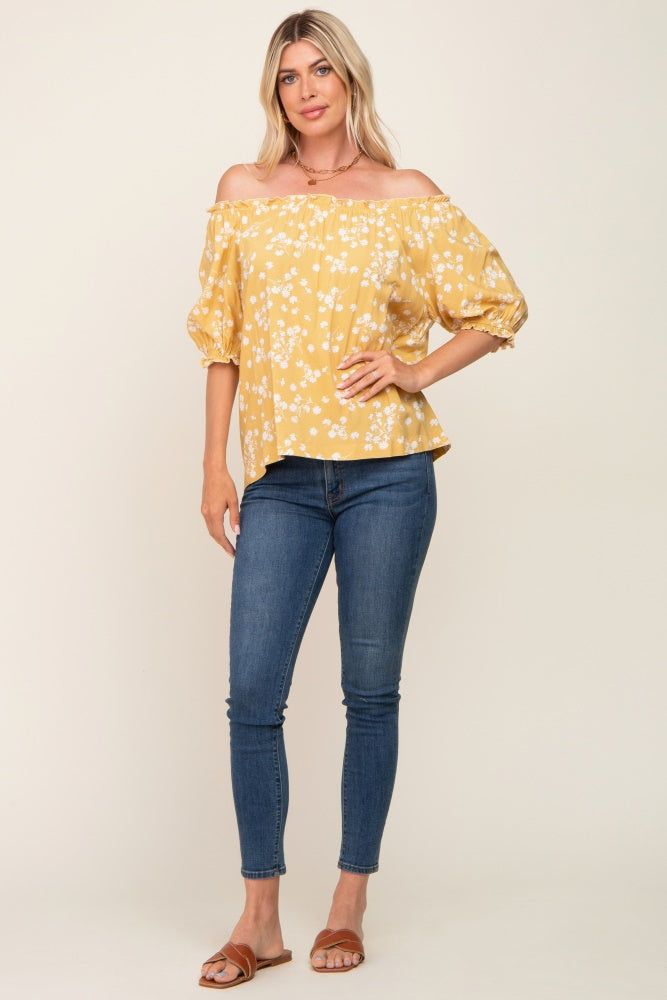 Yellow Floral Ruffle Accent Top sold by Pinkblush product image thumbnail 4