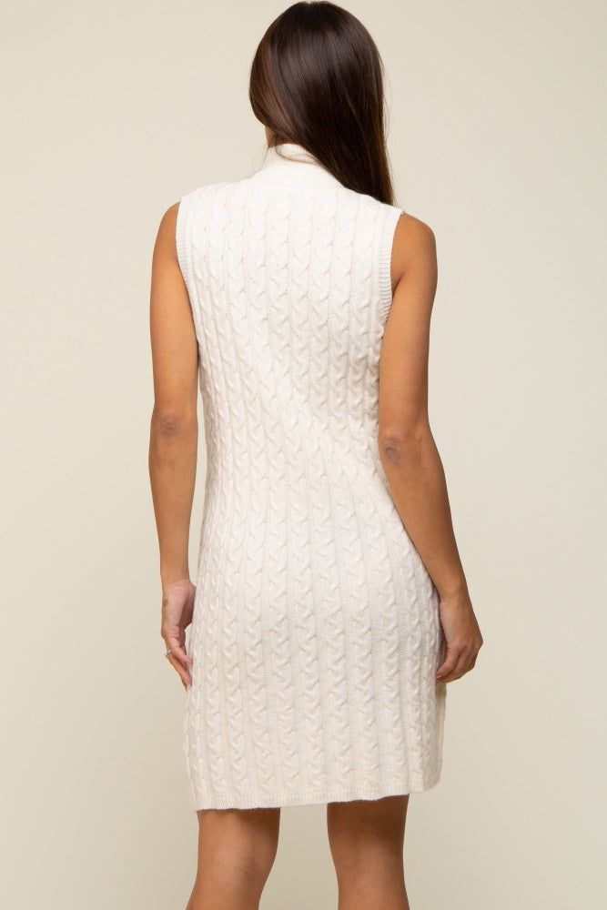 Cream Cable Knit Sleeveless Maternity Sweater Dress sold by Pinkblush product image thumbnail 4