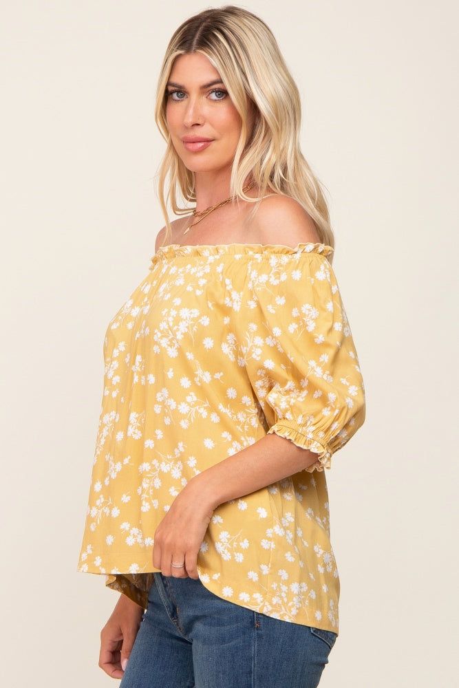 Yellow Floral Ruffle Accent Top sold by Pinkblush product image thumbnail 2