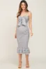 Blue Floral Knot Front Smocked Maternity Midi Dress sold by Pinkblush