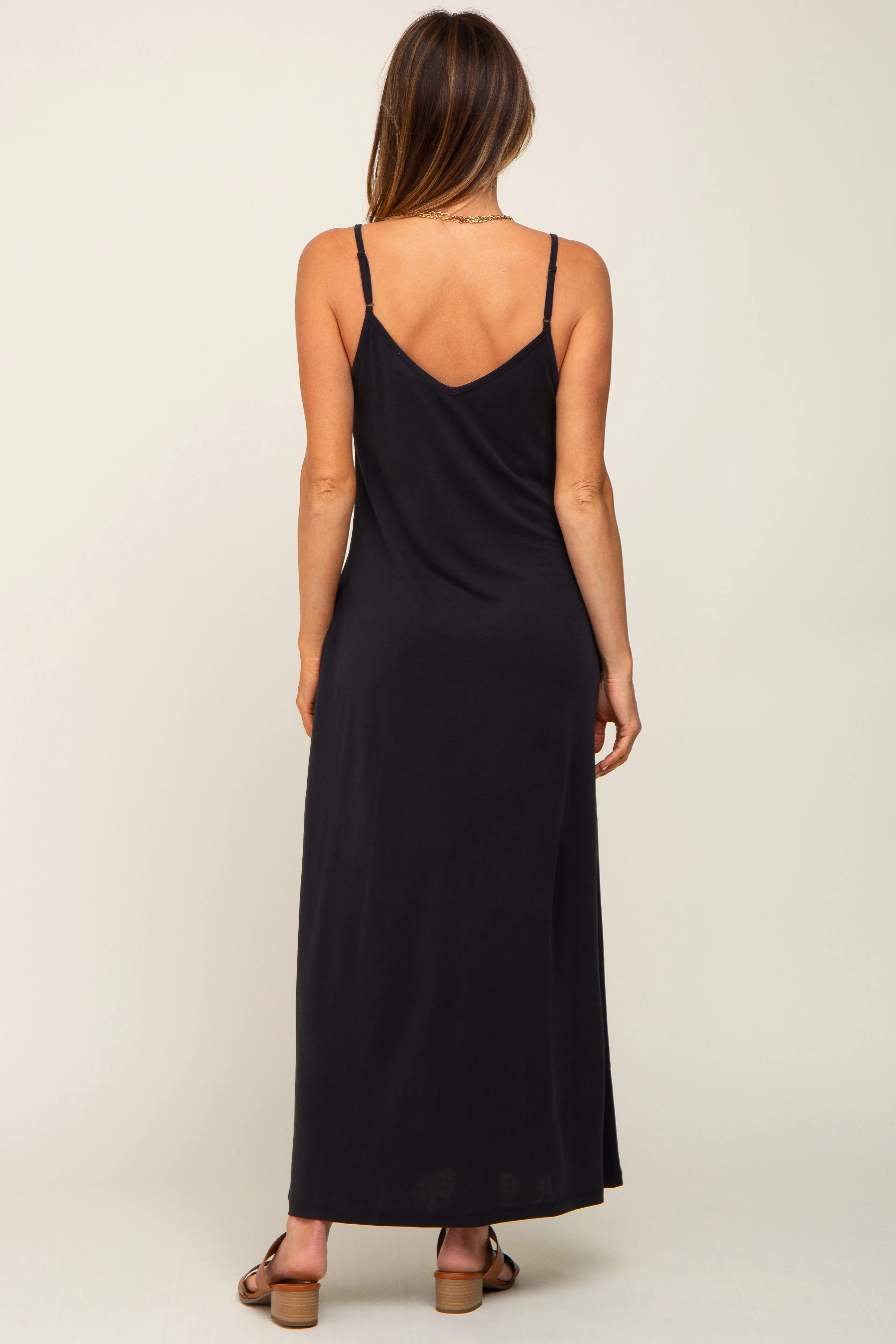 Black Sleeveless V-Neck Maxi Dress sold by Pinkblush product image thumbnail 3