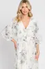 Mint Green Floral Chiffon Double V-Neck Smocked Waist Front Slit Maxi Dress sold by Pinkblush