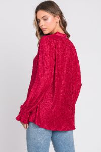 Magenta Textured Mock Neck Blouse sold by Pinkblush