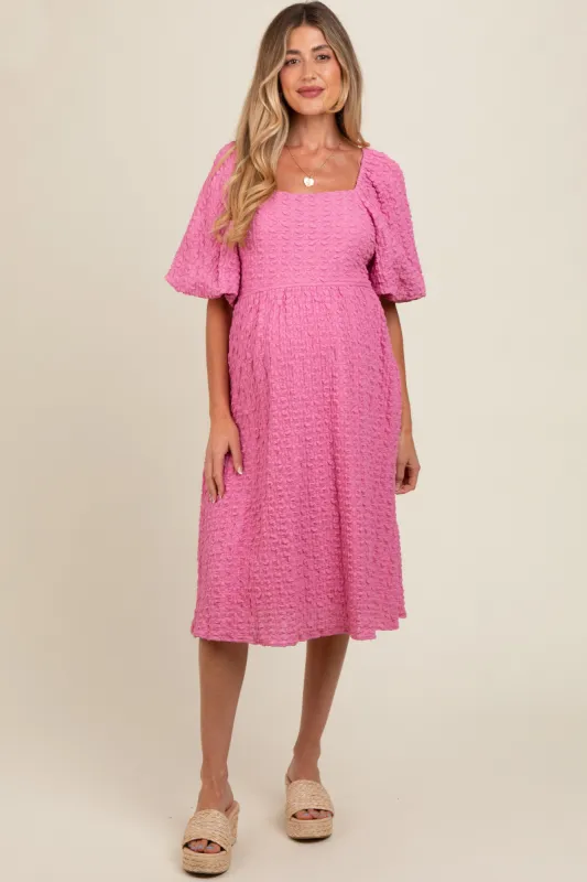 Pink Floral Jacquard Maternity Midi Dress sold by Pinkblush