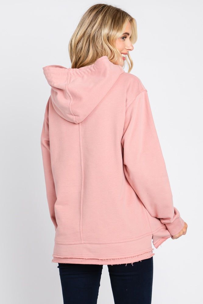 Mauve Raw Hem Hooded Sweatshirt sold by Pinkblush product image thumbnail 3