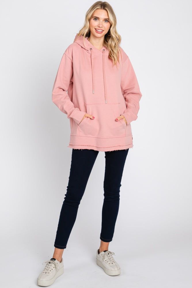Mauve Raw Hem Hooded Sweatshirt sold by Pinkblush product image thumbnail 4