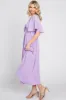 Lavender Textured Dot Front Tie Ruffle Sleeve Midi Dress sold by Pinkblush