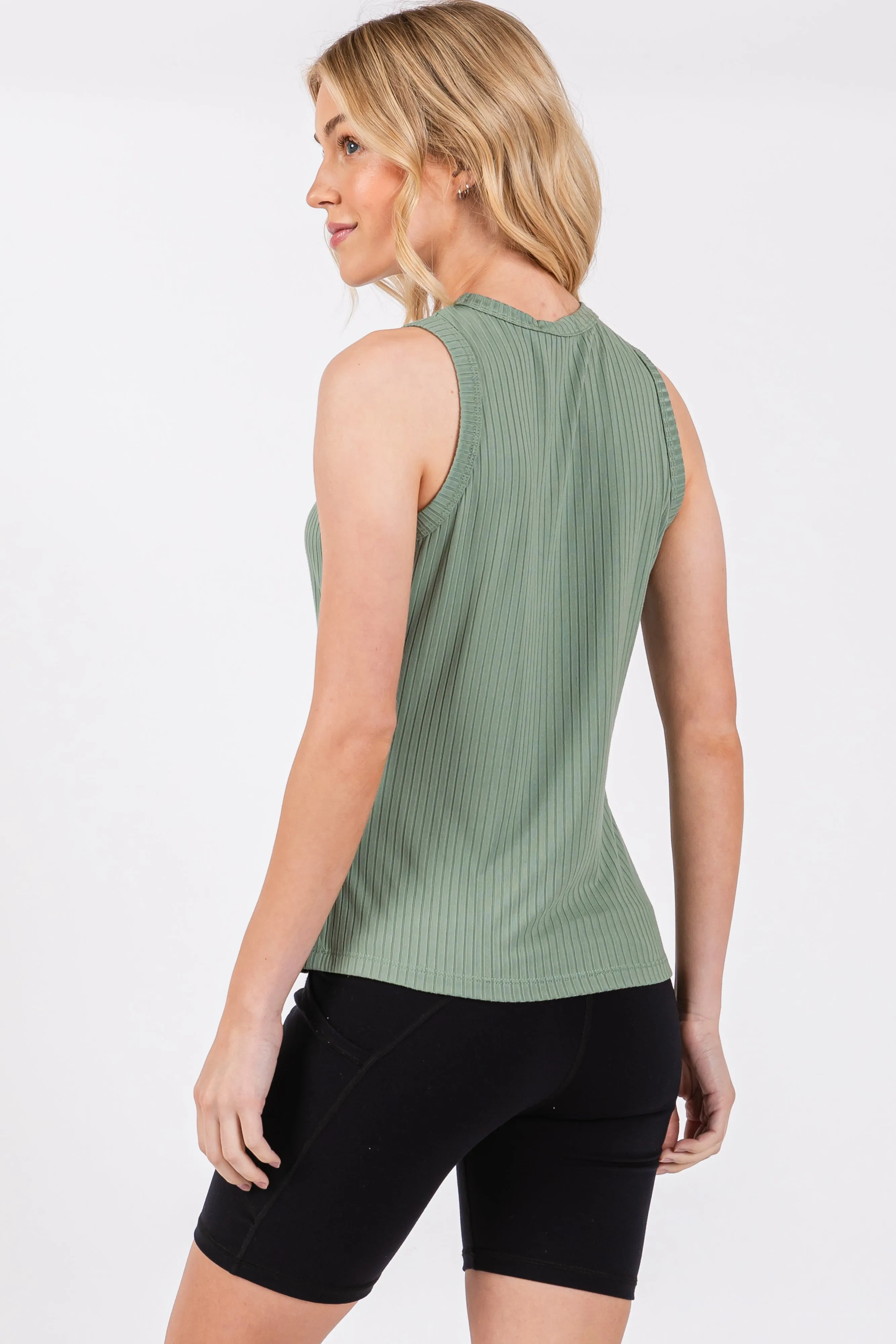 Light Olive Ribbed Racerback Tank Top sold by Pinkblush product image thumbnail 3