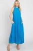 Blue Tiered High Neck Maxi Dress sold by Pinkblush