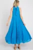 Blue Tiered High Neck Maxi Dress sold by Pinkblush