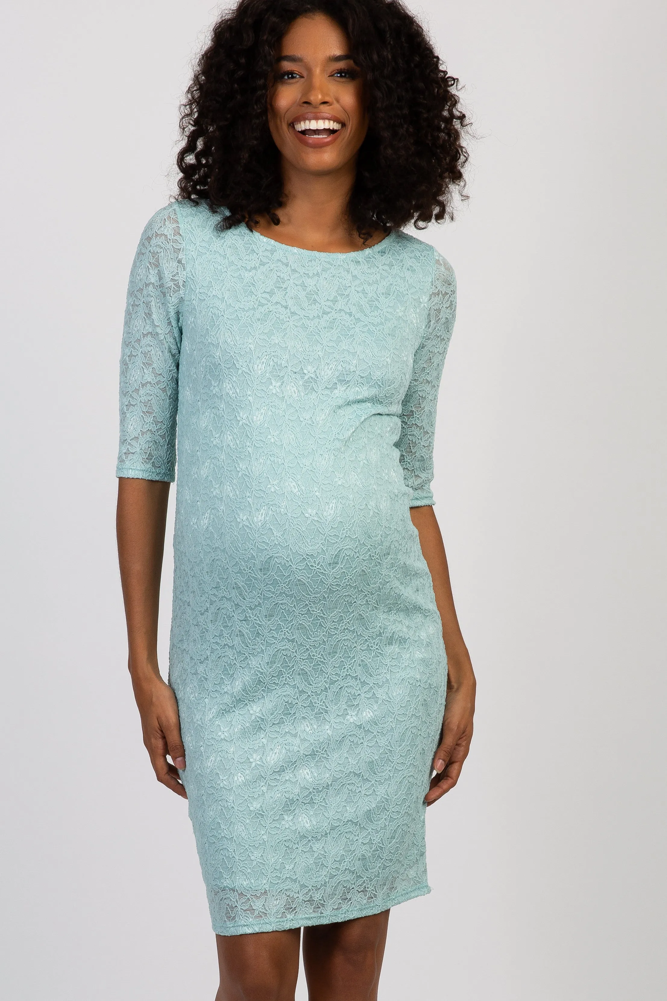 PinkBlush Light Blue Lace Maternity Dress sold by Pinkblush product image thumbnail 2