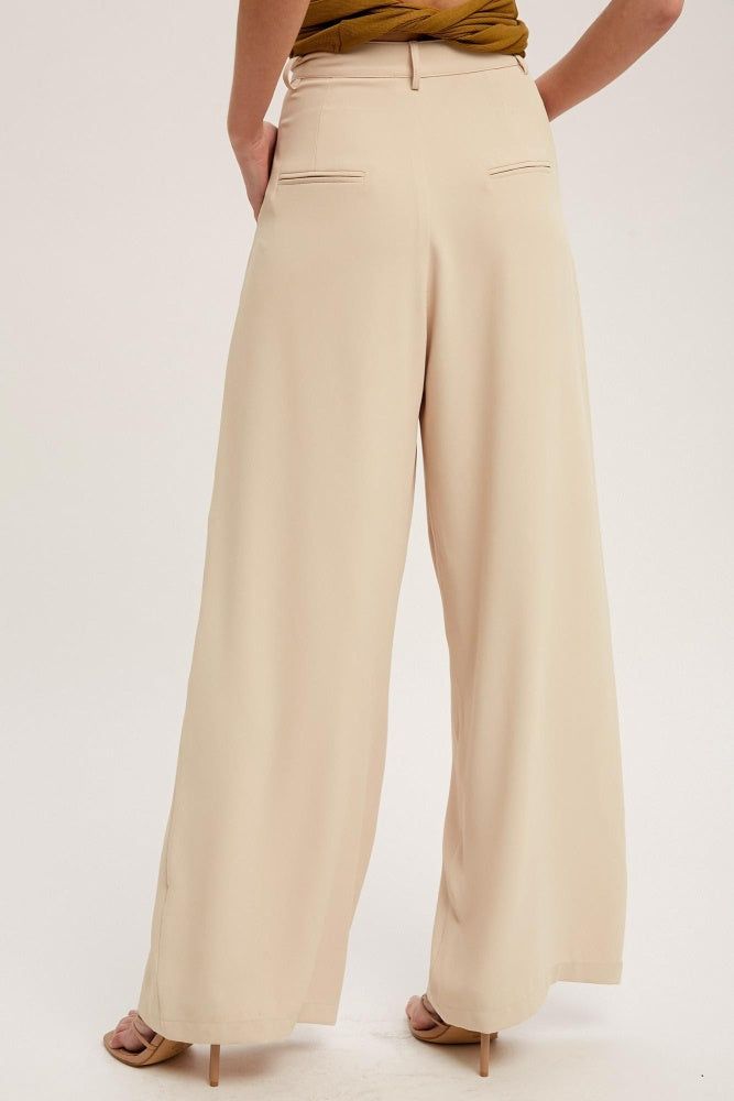 Beige Pintuck Wide Leg Pants sold by Pinkblush product image thumbnail 4