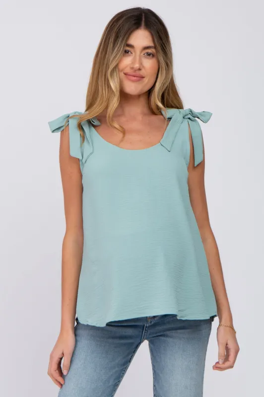 Mint Green Shoulder Bow Maternity Tank Top sold by Pinkblush