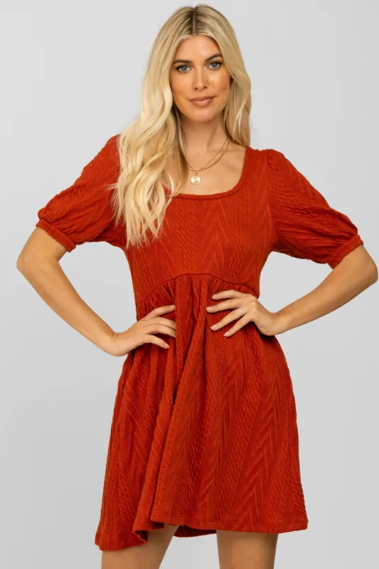 Rust Contrast Knit Sweater Dress sold by Pinkblush