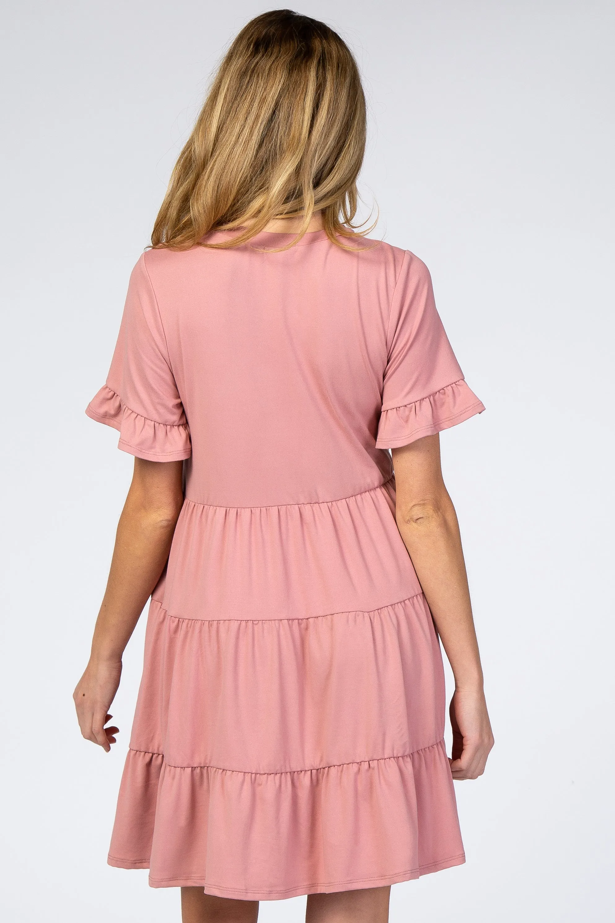 Pink Tiered Short Sleeve Maternity Dress sold by Pinkblush product image thumbnail 3