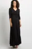 Black Solid Sash Tie Maternity Maxi Dress sold by Pinkblush