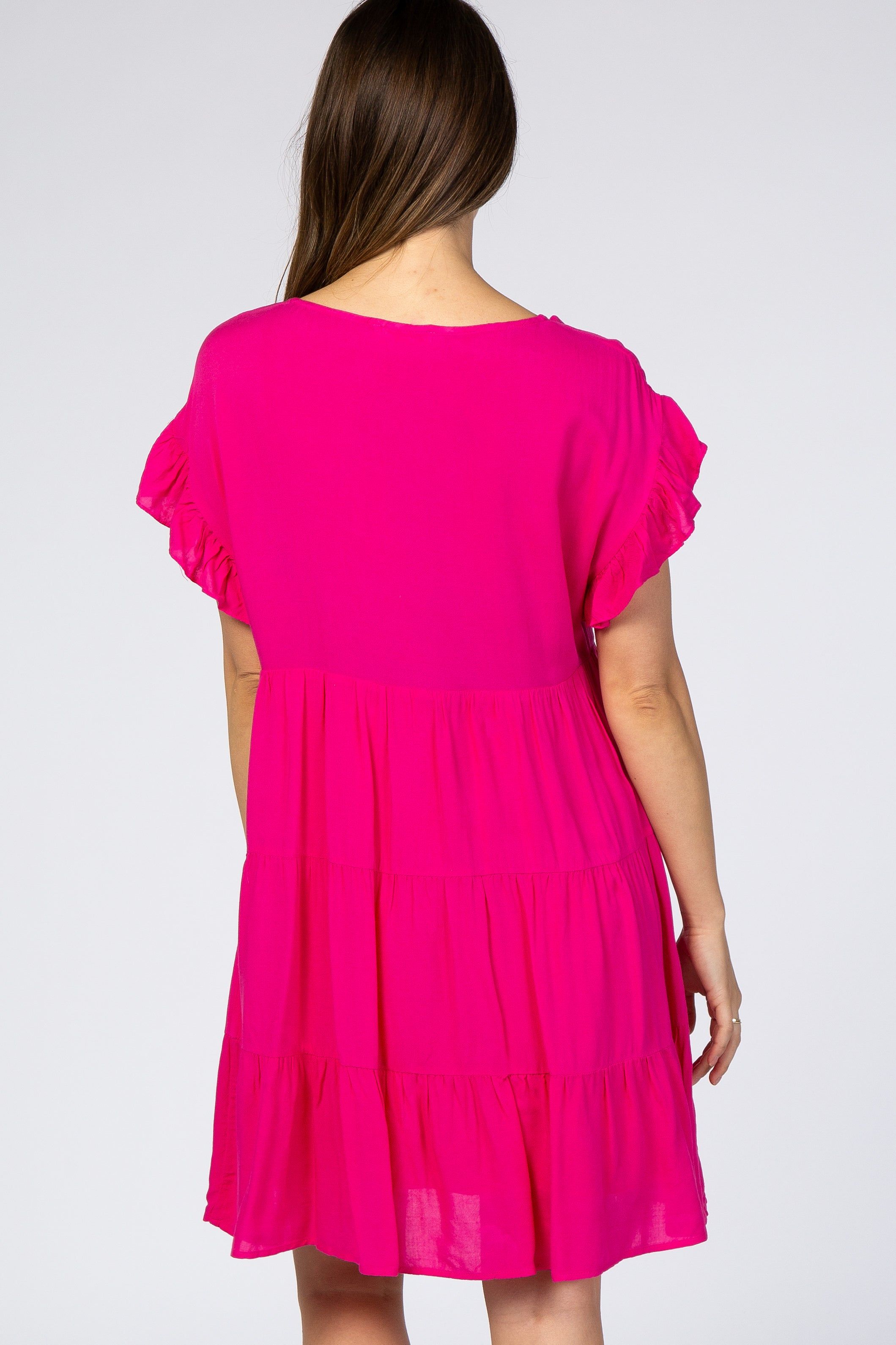 Fuchsia Tiered Ruffle Accent Maternity Dress sold by Pinkblush product image thumbnail 3