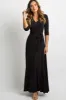 Black Solid Sash Tie Maternity Maxi Dress sold by Pinkblush