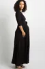 Black Solid Sash Tie Maternity Maxi Dress sold by Pinkblush