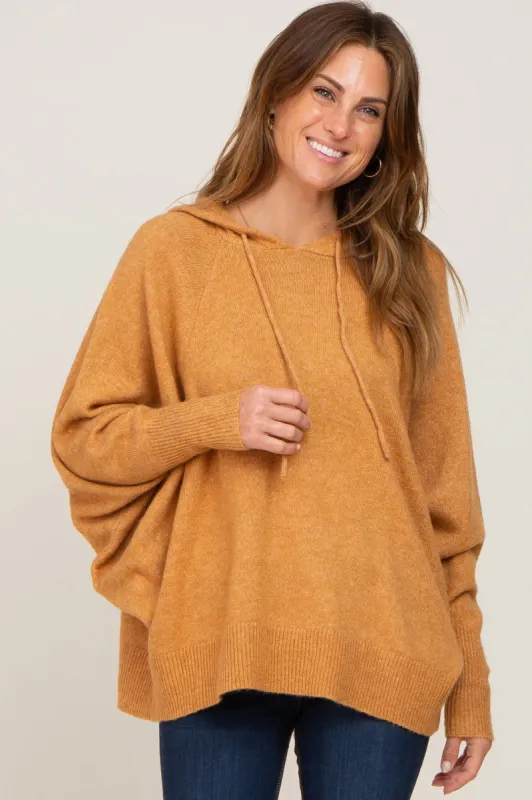 Camel Soft Knit Drawstring Hoodie sold by Pinkblush
