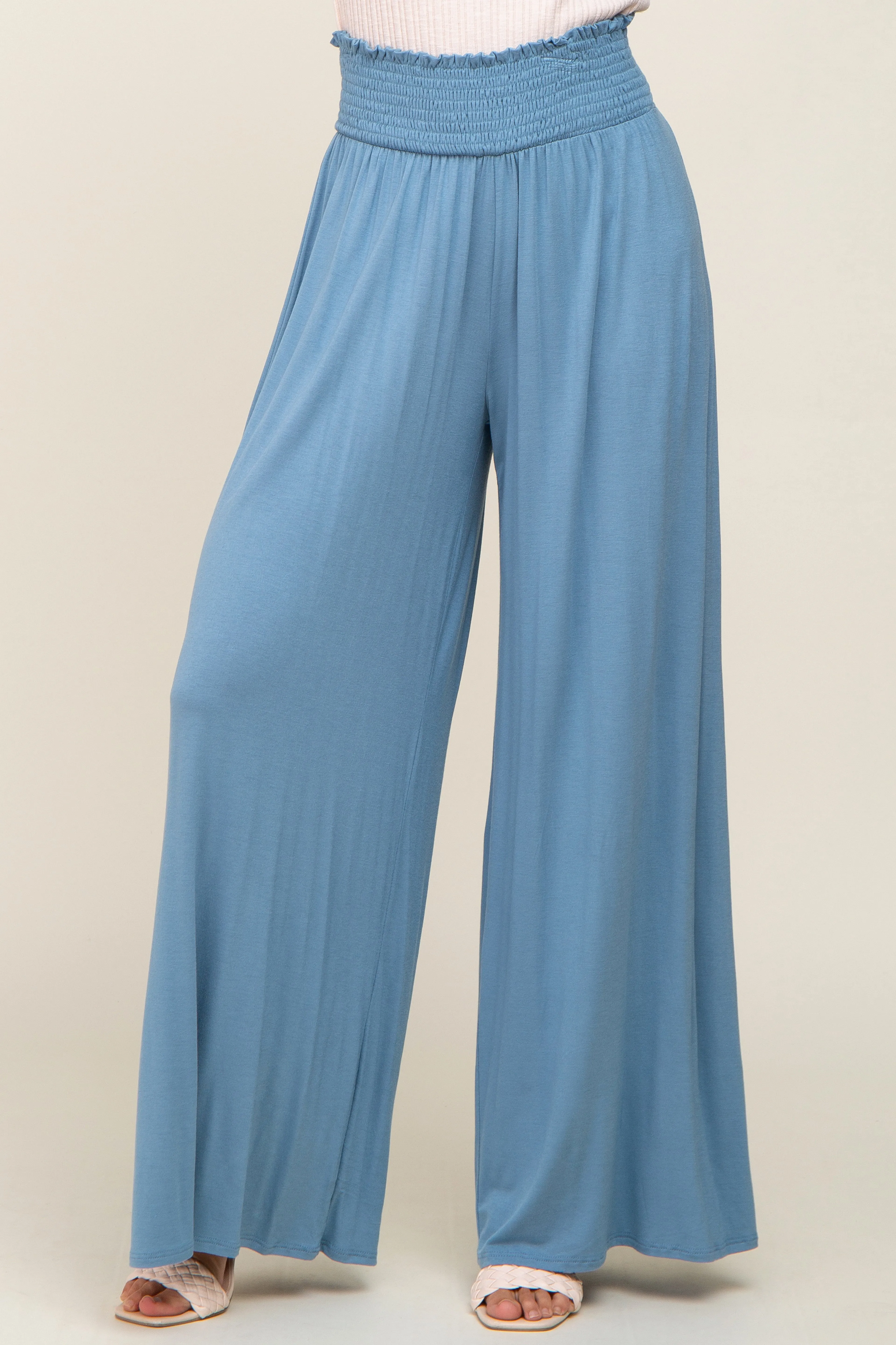 Blue Smocked Waist Flowy Pants sold by Pinkblush product image thumbnail 2