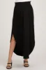 Black Smocked Rounded Hem Maternity Maxi Skirt sold by Pinkblush