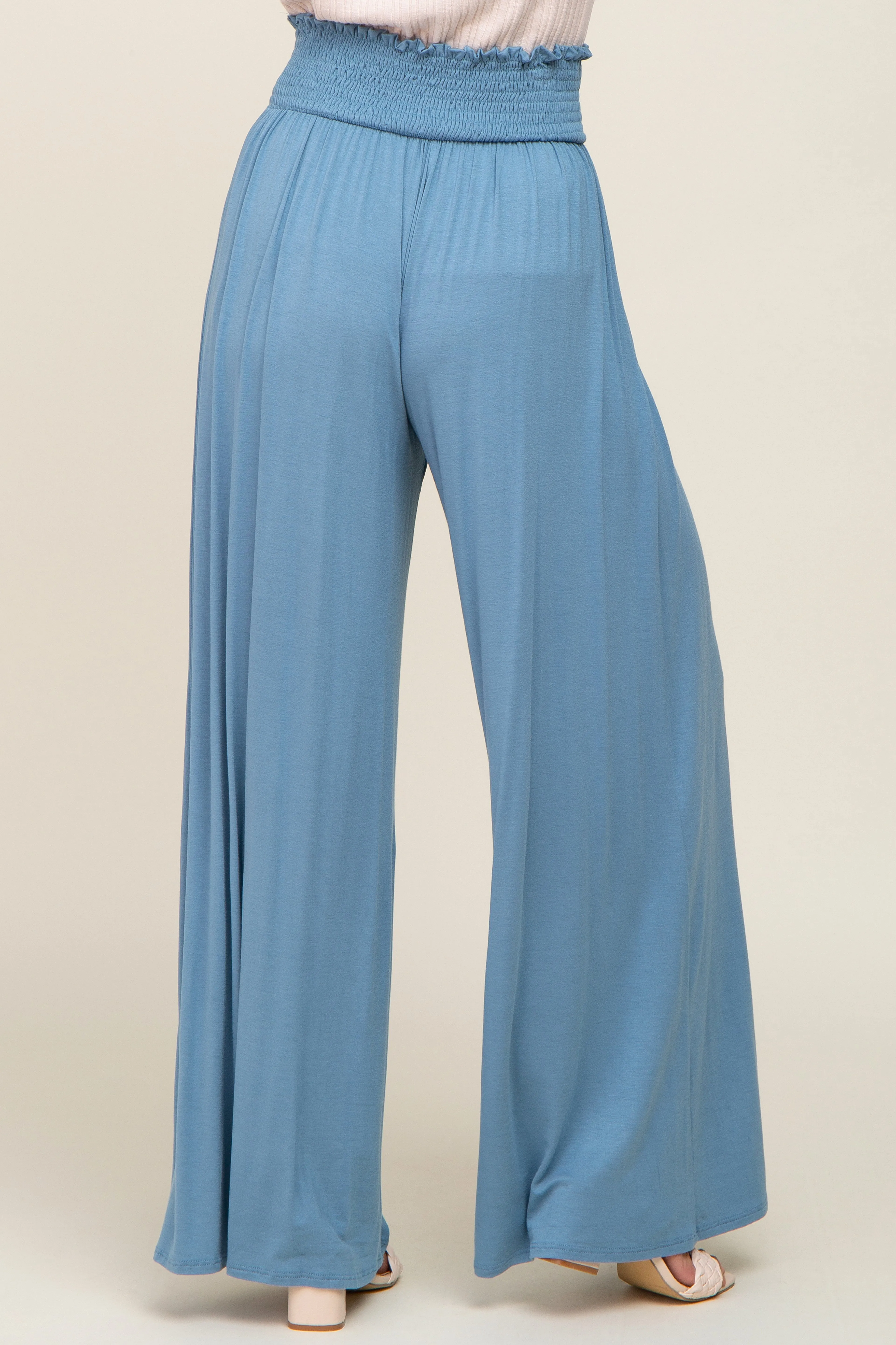Blue Smocked Waist Flowy Pants sold by Pinkblush product image thumbnail 4