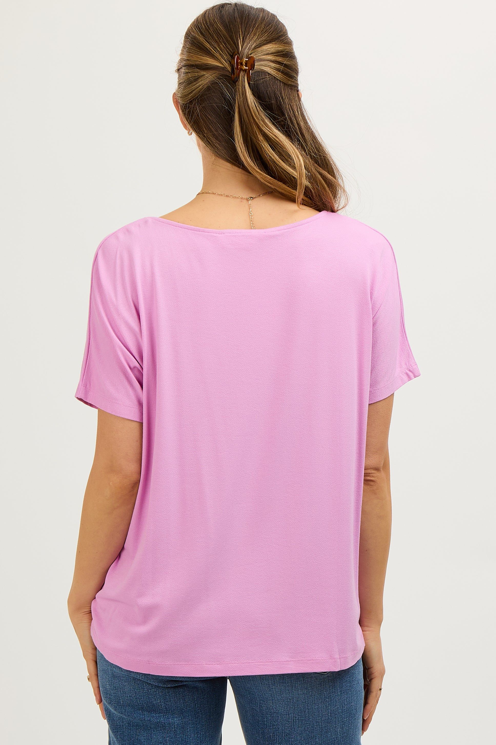 Pink Short Dolman Sleeve V-Neck Maternity Top sold by Pinkblush product image thumbnail 3