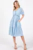 Light Blue Ruffle Trim Tiered Maternity Dress sold by Pinkblush