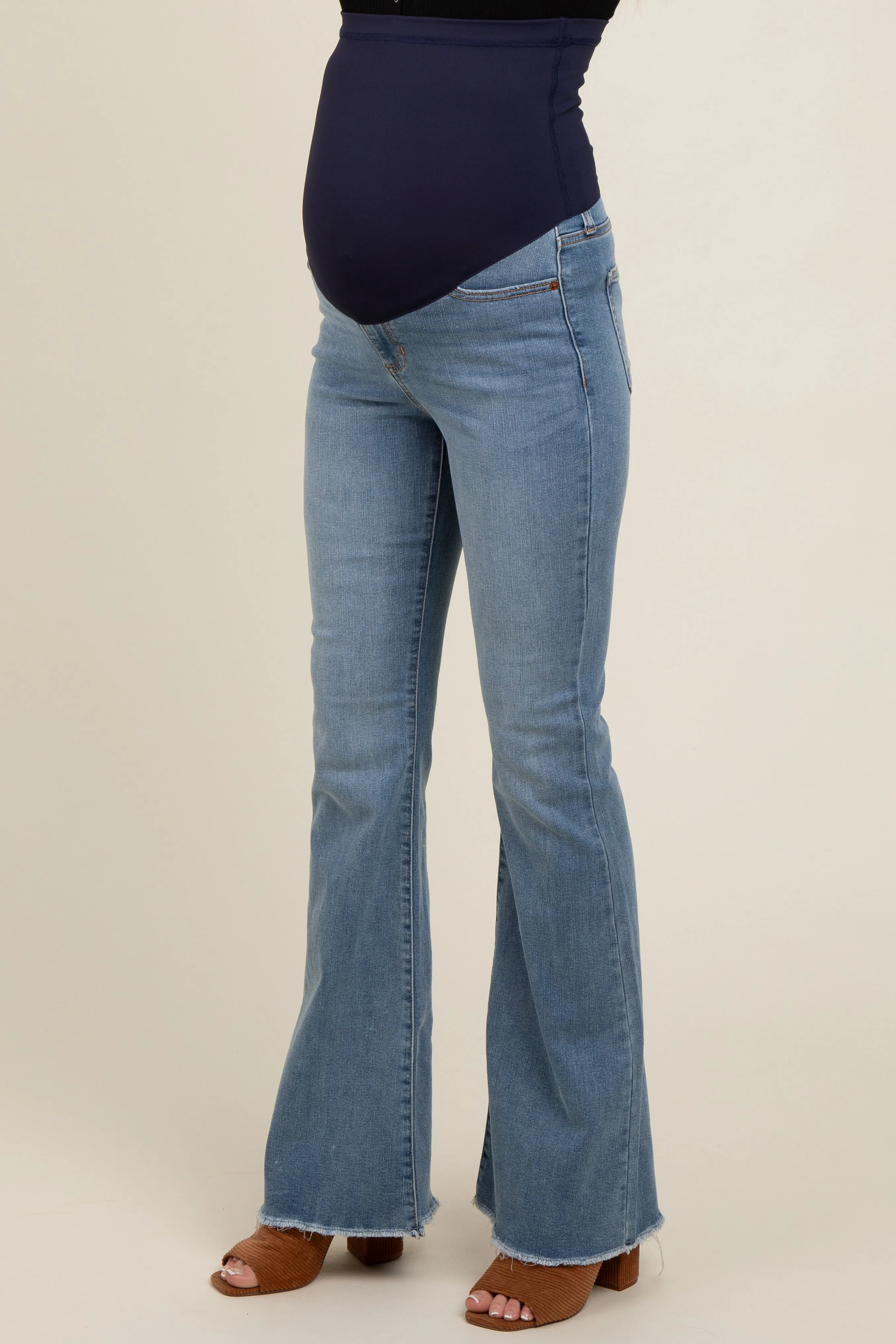 Blue Fringe Hem Flare Leg Maternity Jeans sold by Pinkblush product image thumbnail 4