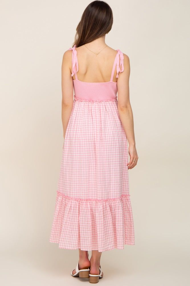 Pink Gingham Colorblock Maternity Dress sold by Pinkblush product image thumbnail 4