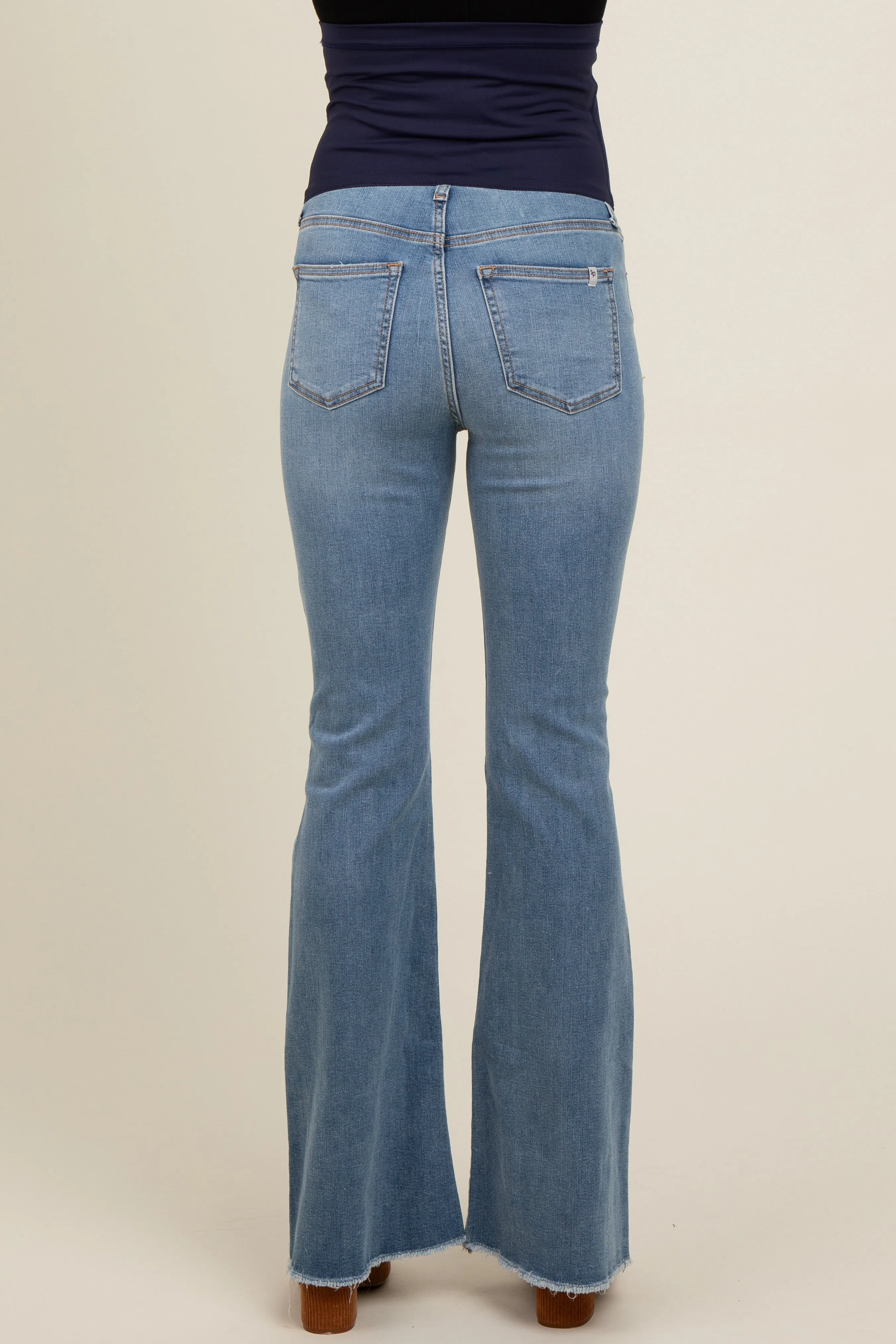 Blue Fringe Hem Flare Leg Maternity Jeans sold by Pinkblush product image thumbnail 5