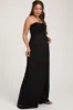 Black Smocked Halter Maternity Maxi Dress sold by Pinkblush
