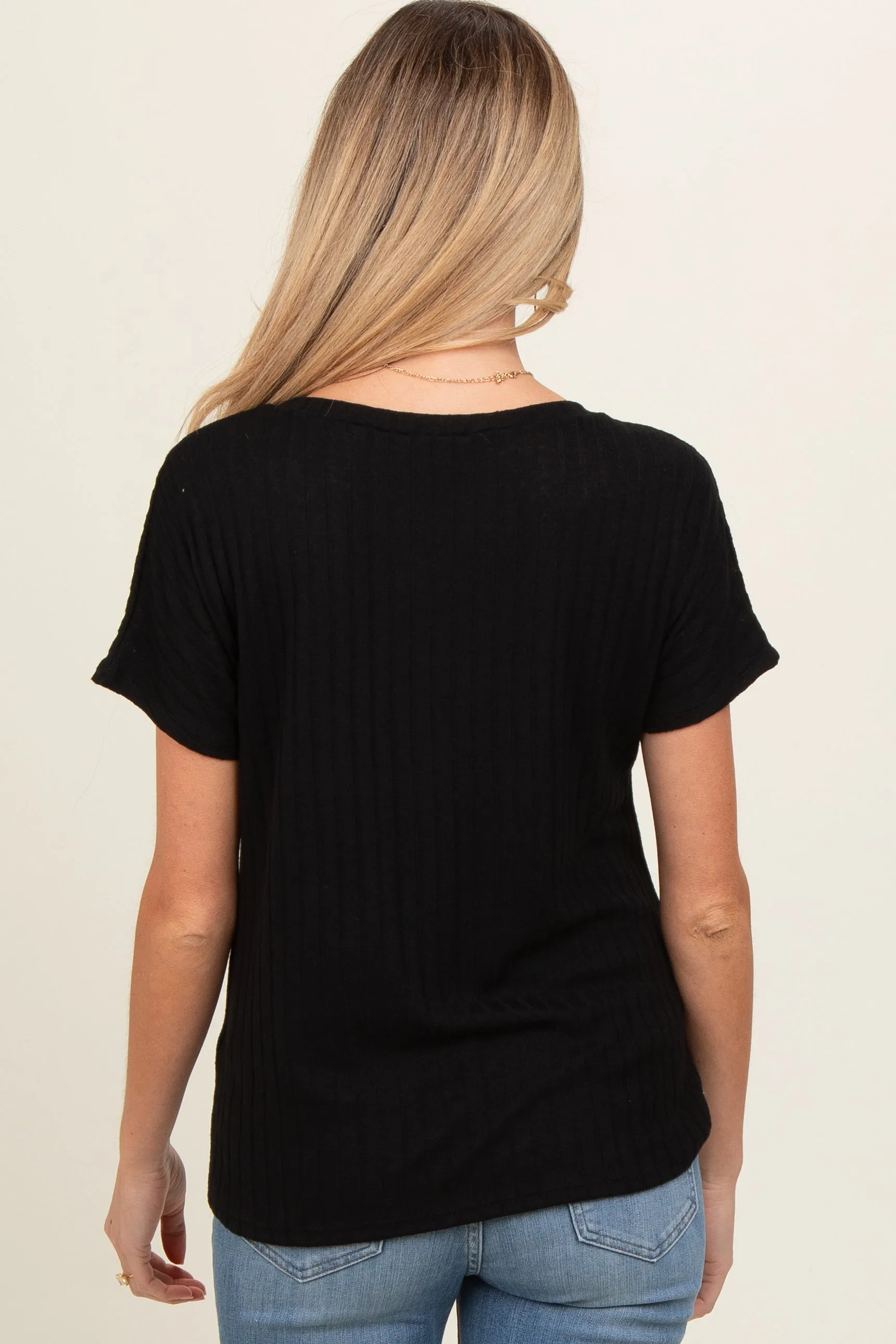 Black Knit Maternity Short Sleeve Top sold by Pinkblush product image thumbnail 4