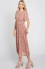 Light Pink Floral Pleated Short Sleeve Chiffon Midi Dress sold by Pinkblush