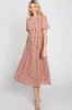 Light Pink Floral Pleated Short Sleeve Chiffon Midi Dress sold by Pinkblush