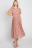 Light Pink Floral Pleated Short Sleeve Chiffon Midi Dress sold by Pinkblush