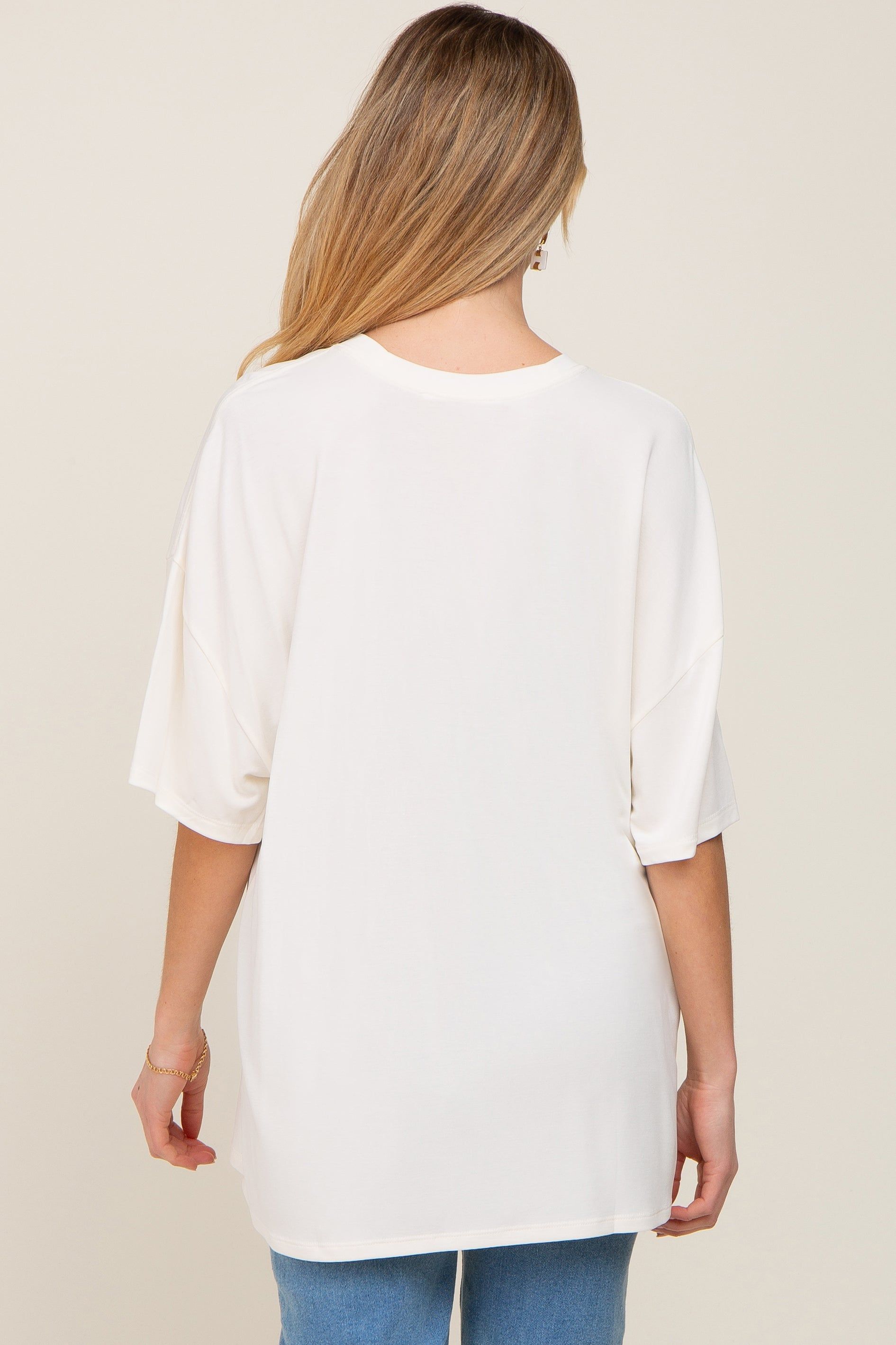 Ivory Basic Oversized Maternity T-Shirt sold by Pinkblush product image thumbnail 3