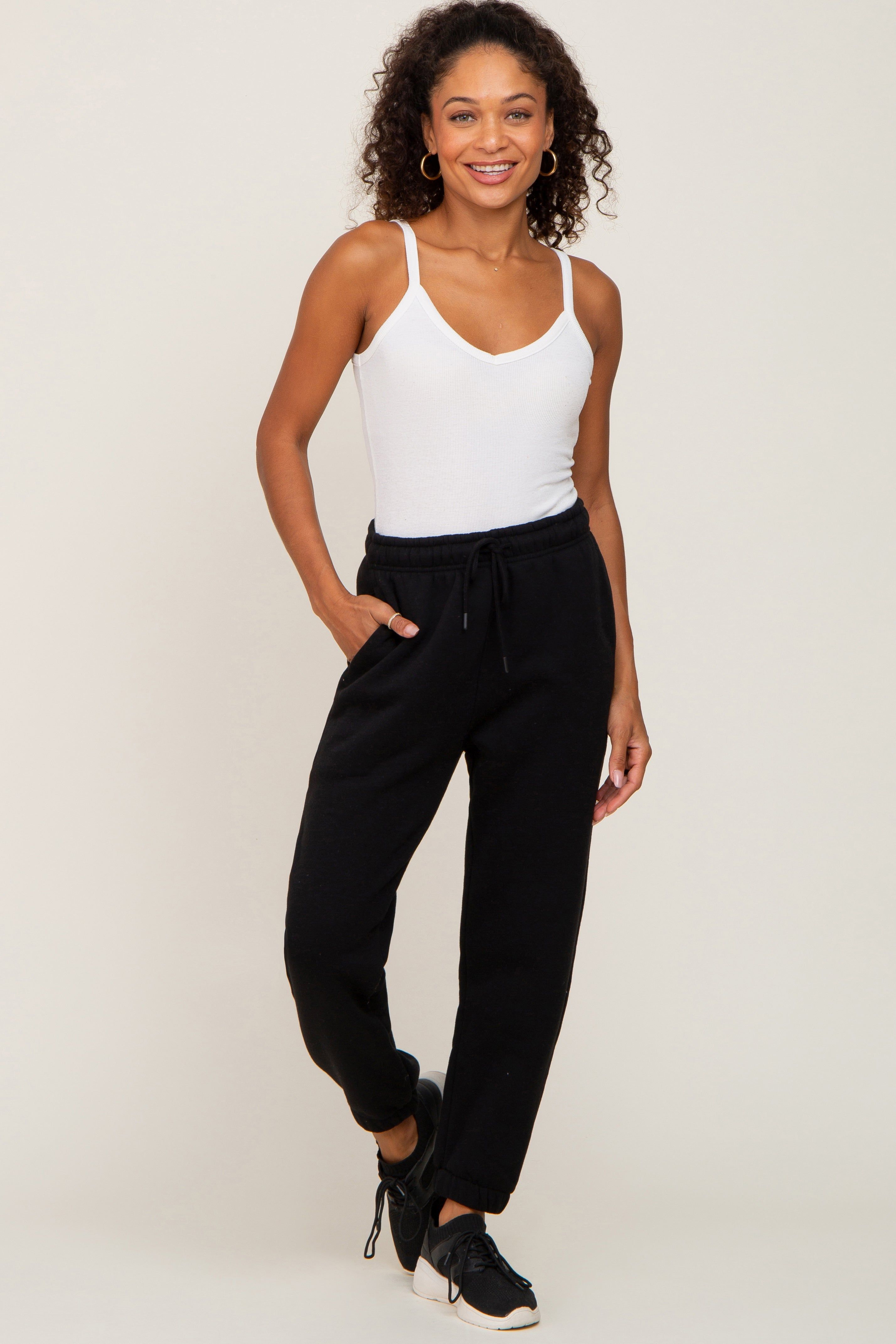 Black Basic Fleece Sweatpants sold by Pinkblush