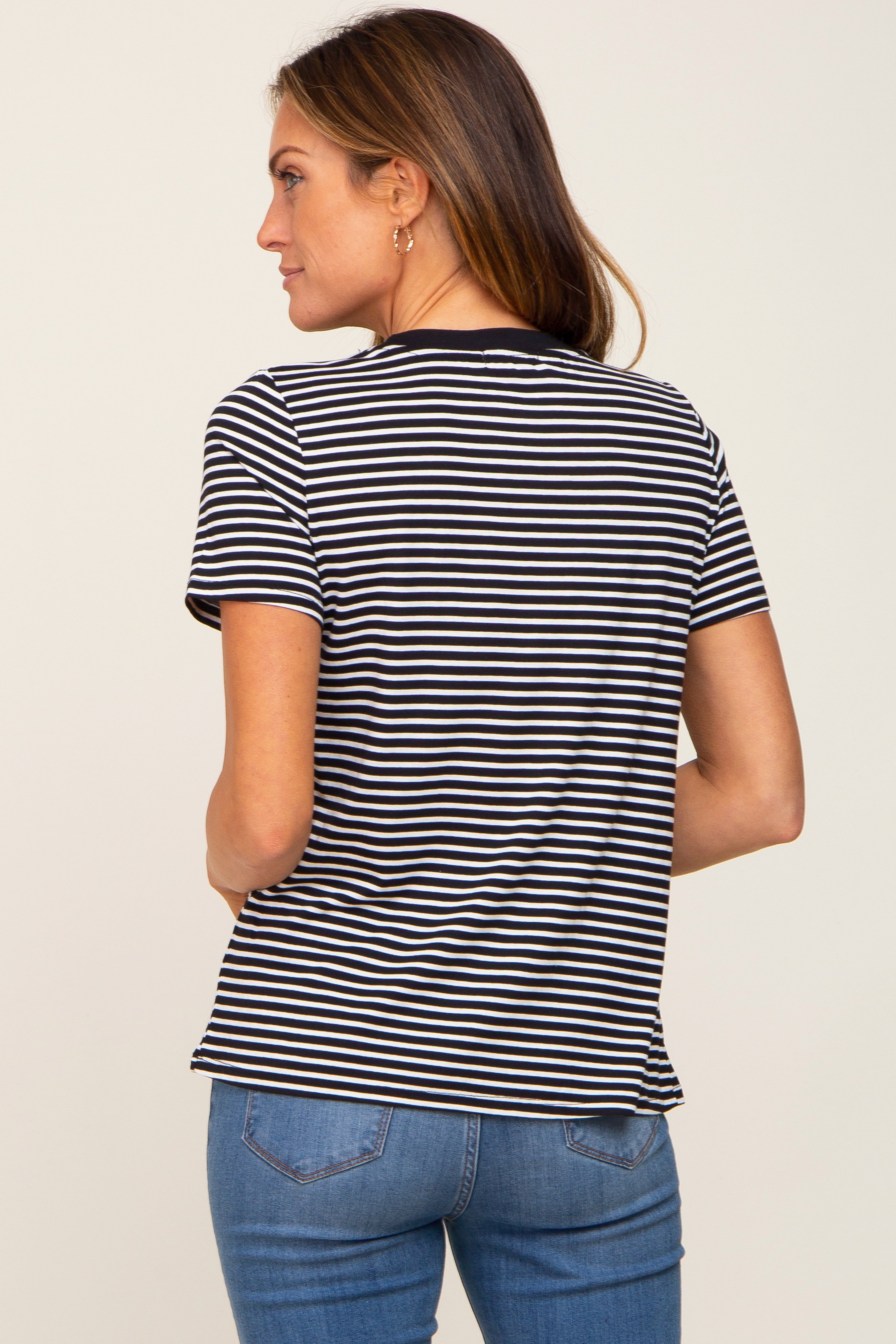 Black Striped Basic Tee sold by Pinkblush product image thumbnail 3
