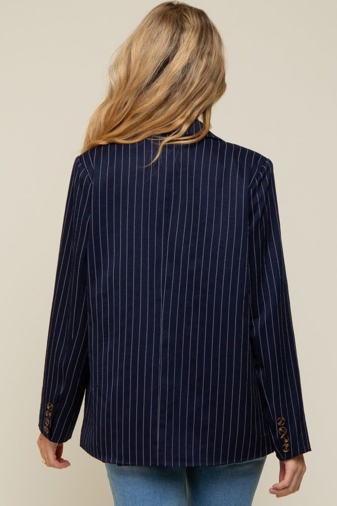 Navy Pinstripe Front Pocket Maternity Blazer sold by Pinkblush product image thumbnail 4