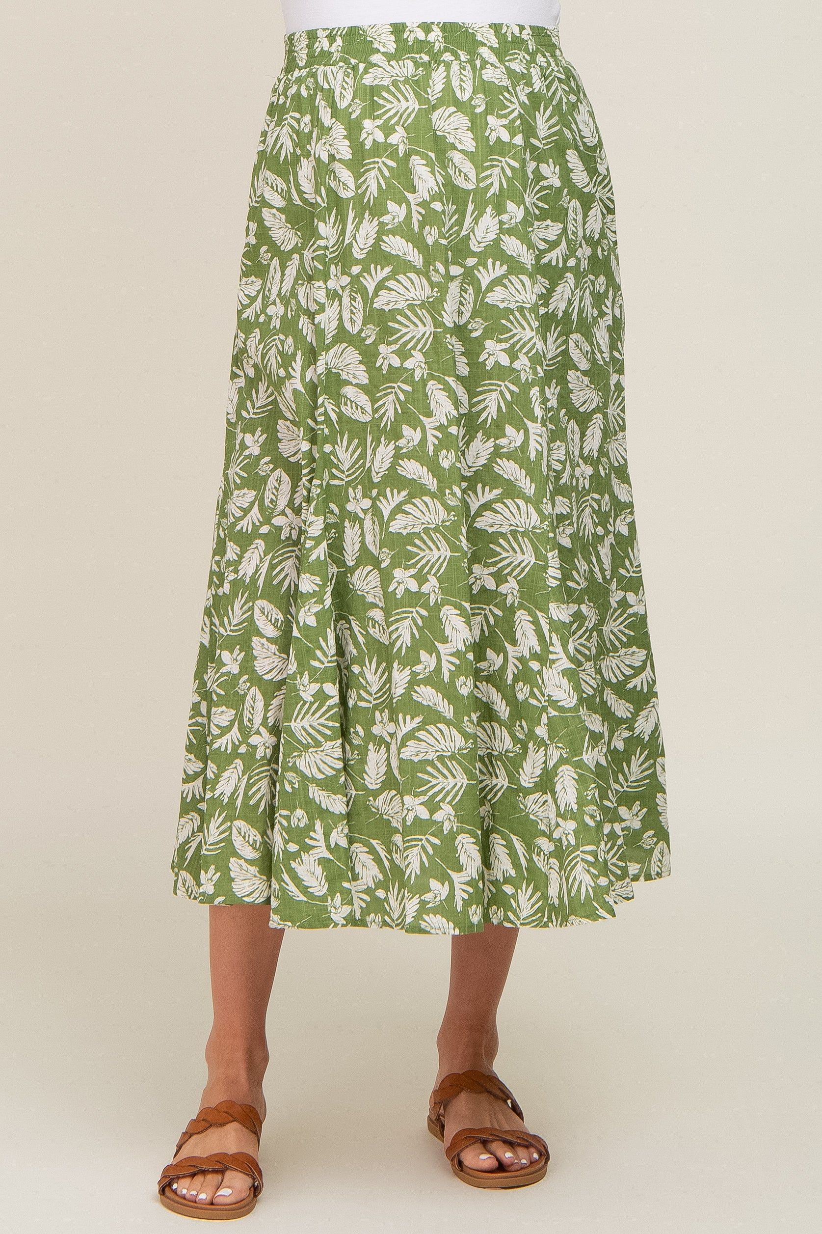 Green Floral Pleated Maternity Midi Skirt sold by Pinkblush product image thumbnail 2