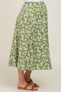 Green Floral Pleated Maternity Midi Skirt sold by Pinkblush