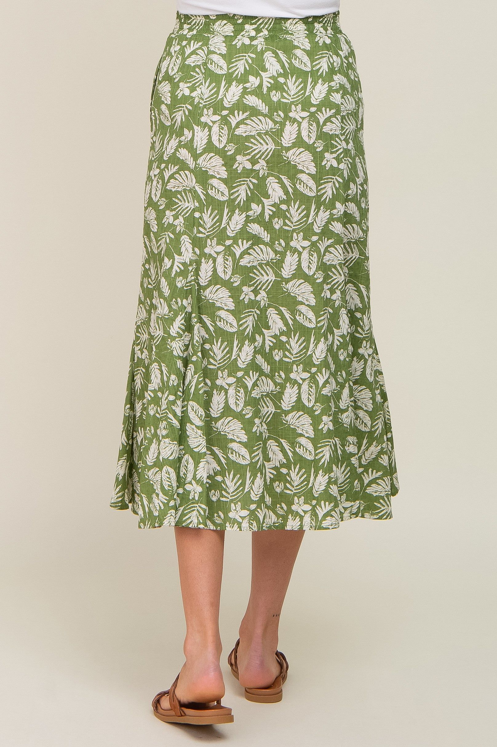 Green Floral Pleated Maternity Midi Skirt sold by Pinkblush product image thumbnail 4
