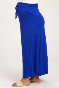 Royal Blue Drawstring Maternity Maxi Skirt sold by Pinkblush
