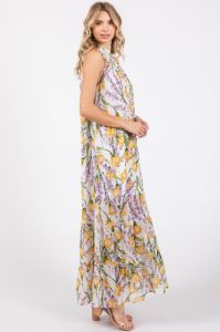 White Floral Halter Maxi Dress sold by Pinkblush