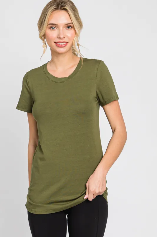 Olive Basic Crew Neck Tee sold by Pinkblush